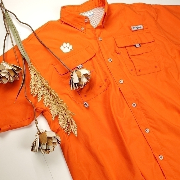 Columbia PFG Clemson Tigers Embroidered Shirt M - Picture 9 of 14